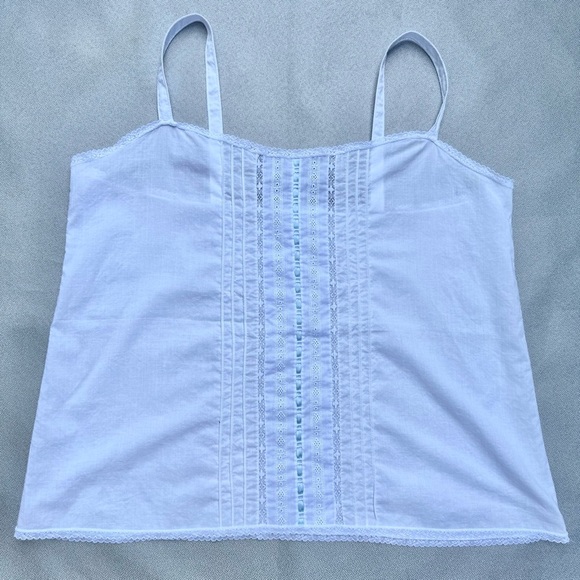 Vintage Antique Victorian Women's White Cotton Handmade Lace Camisole  M-L - Picture 1 of 3